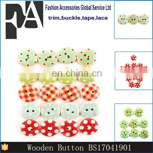 Mixed Multicolor 15mm 2 Holes Polka Dot Small Polka Dot Rustic Plaid Handmade Diy Accessories Small Wooden Buttons thumbnail-6