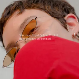 New Fashion Cat Eye Sunglasses Men/Women Ocean Lens Eyewear Metal Sun Glasses Vintage Small Oval Sun Glasses Gafas Wholesale thumbnail-5