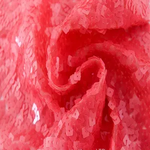 All Over Embroidery Big Mermaid Pink Reversible Dubai Large Sequin Fabric thumbnail-2