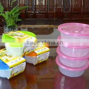 Supermarket Set of 4 Pcs Round Plastic Food Storage Container / Food Storage Box 650ml thumbnail-1