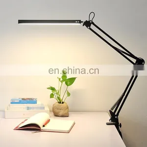 2021 Clip On Table Light Long Arm Clip Office Table Black Table Lamp With Adjustable Arm thumbnail-3