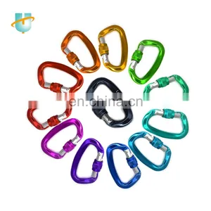 Custom Gold Black 25kn D Ring Locking Rotating Climbing Carabiner Hook,screw-caribiner thumbnail-2