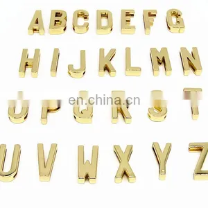 Fast Delivery Good Price DIY Handmade 26 Gold Plated Plain Slide 20mm Metal Letters thumbnail-4