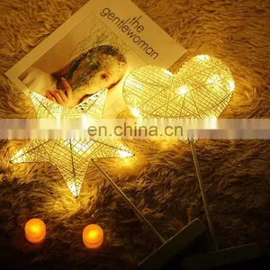 Creative Ramadan Decoration Led Star Moon Heart Shape Lighting Party Decoration Light Home Decor Light Led With Wooden Stand thumbnail-1