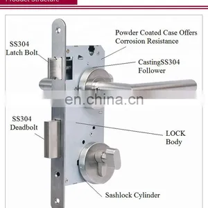Best Selling Superior Quality Latest Design Modern Style Stainless Steel Silver Color Interior Door Handle LOCK thumbnail-2