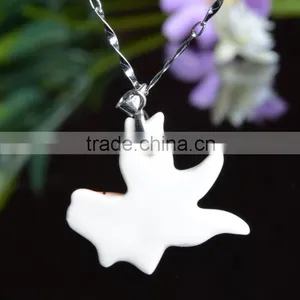 Enamel Famille Rose Porcelain Glazed Hand Draw Fish Shape Pendant Necklace thumbnail-2