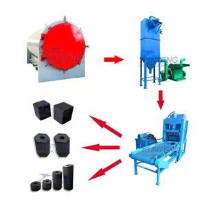 BBQ Barbecue Charcoal Hookah Shisha Charcoal Carbonization Briquetting Making Machine Line EPC thumbnail-1