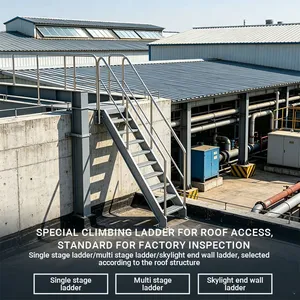 Standard Size Galvanized Steel Safety Cage Ladder Fixed Vertical Climbing Ladder for Municipal Engineering thumbnail-1
