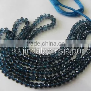 Wholesale High Quality London Blue Topaz Far Faceted Roundelle Beads thumbnail-1