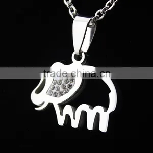 High Quality Stainless Steel Cute Elephant Necklace Diamond Elephant Pendant Necklace Wholesale thumbnail-1