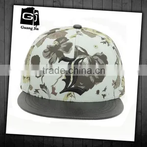 Fashion Fancy Custom Constructed Female Floweral Print Trucker Hat no Mesh With Flat Leather Brim thumbnail-1
