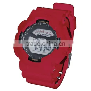 LP1331_Red PU Strap Graphic Pattarn Print Multifunction Digital LCD Display Set Digital Wrist Stock Watch thumbnail-5