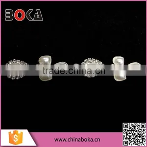 BOKA Luxurious Bridal Tear Drop Rhinestone and Pearl Decorative Trimming thumbnail-1