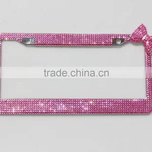 Pink Bow Girls Bling Crystal License Plate Frames thumbnail-2