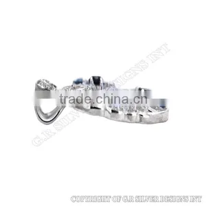 Blue Topaz Pendant Silver,silver Pendants for Jewelry Making,large cz Pendant thumbnail-3