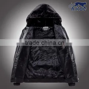 Fashion Black Men Leather Fur Jacket,Custom European Coat Fashion High Quality Leather Sleevess Jackets thumbnail-4