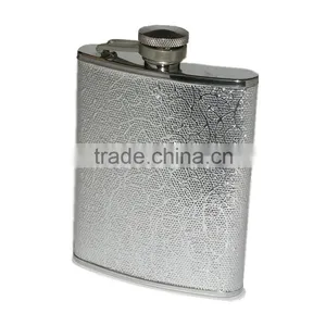 Promotional Portable PU Customized Logo Embossed Hip Flask 6oz thumbnail-1