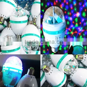 E27 E26 B22 Factory Price Rotating Moving Head RGB DIsco Led Strobe Light Bulb thumbnail-6
