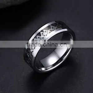 Classic Vintage Masonic Symbol Rings for Men, Retro Men's Tungsten Rings thumbnail-5