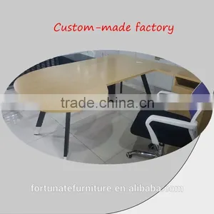 Curve Design Modern Steel and Wooden Top Office Table thumbnail-1