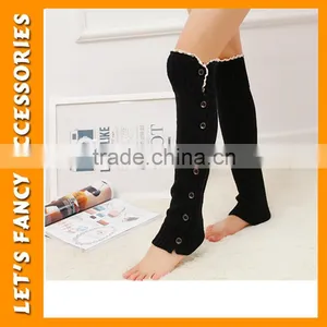 Black Leg Warmer Wholesale Available Sexy Leg Warmer Hollow Knit Lace Button Boot Sock Leg Warmers PGLW-0002 thumbnail-1