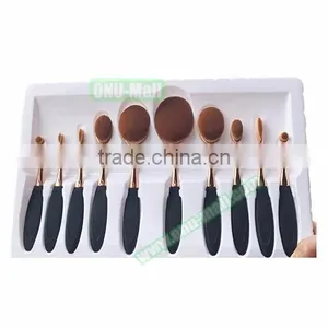 No.1 Sales Rose Gold Oval Makeup Brush Set,Toothbrush Makeup Brush Quality Choice thumbnail-6