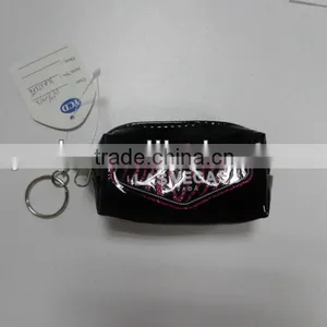 Black Shiny PU Coin Purse With Key Ring thumbnail-1