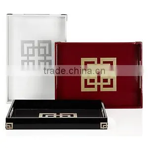 High Quality Best Selling Rectangle Multi-color Lacquer Wood Serving Tray thumbnail-1