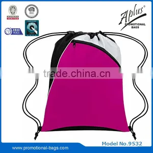 Promotional Drawstring Bag Custom With One Front Zipper Pocket thumbnail-4