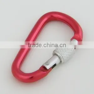Red Aluminum Carabiner Spring Snap Hook D Type With Nut thumbnail-1