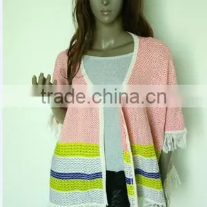 Soft Hand Feeling,polyester,stripe With Fringe,ladies'tippet thumbnail-1