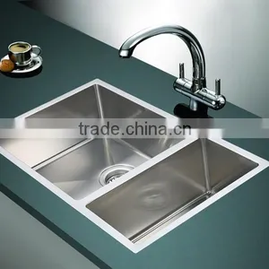 Modern Kitchen Design 70/30 Stainless Steel Kitchen SInk Double Bowl thumbnail-5