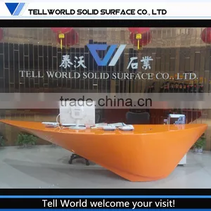 Fancy Style Office Furniture Artificial Marble Reception Counter Design thumbnail-6