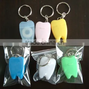 V-GF20A Wholesale Colorful Tooth Shape Dental Floss Keychain thumbnail-3