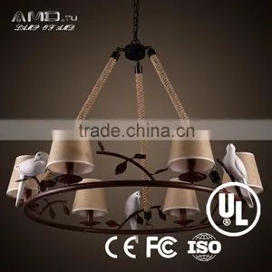 Resin Creative Bird Cloth Lamp Shade Lighting Iron Handmade Hemp Rope Light thumbnail-1