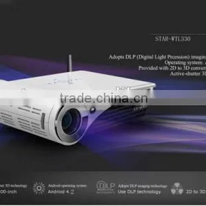 LED Wifi Video Projector Built in Android 4.2 With Wifi & Bluetooth 3D Short Throw Projector WTL330 1080P 1000:1 2500lumens thumbnail-1