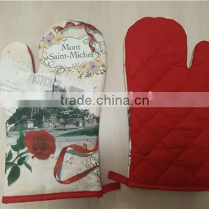 Custom Heat Resistant Glove Cotton Printed Kitchen Oven Mitts thumbnail-3