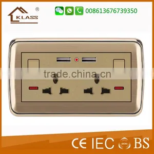 Double 13A Universal Switch With 2 USB Wall Socket and Neon thumbnail-1