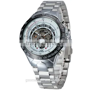 Sewor Silver Stainless Steel Mens Automatic Wrist Watch Casual Bracelet Mechanical Watch thumbnail-1