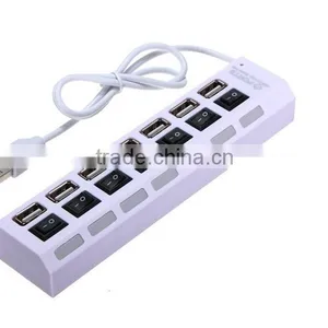 High Speed Charging Station USB 2.0 7-Port Hub Adapter With Individual Power Switches and LEDs thumbnail-2