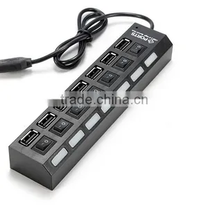 High Speed Charging Station USB 2.0 7-Port Hub Adapter With Individual Power Switches and LEDs thumbnail-3