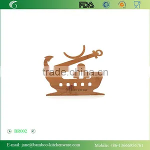 Bamboo Wine Rack Wine Holder Single Bottle Holder Pirate Ship thumbnail-1