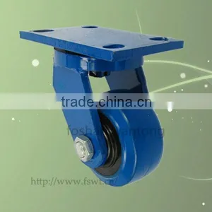 5 Inch Top Plate Heavy Duty Blue Rubber Swivel Hardware Casters thumbnail-5
