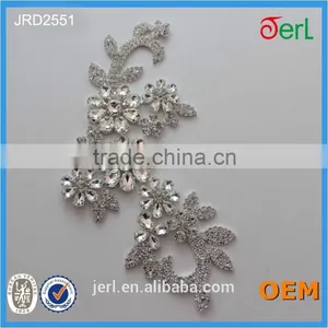 New Design Flower Crystal Rhinestone Lace Appliues for Shinning thumbnail-3
