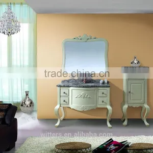Bath Vanity With Side Cabinet in Cream White WTS131 thumbnail-1