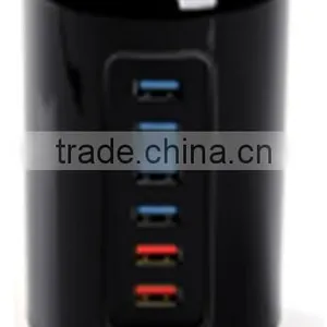 Multifunctional 4 Ports USB3.0 HUB+ 2 Ports Smart Charging Center With 12V2.5A Power Adapter thumbnail-1