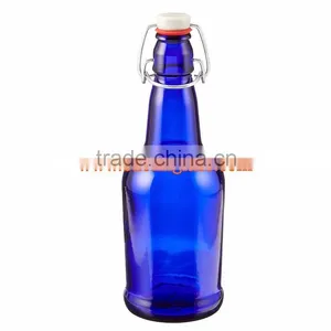16 oz Cobalt Blue Bottles Flip Top Home Brewing Growlers thumbnail-1