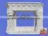 Hand Carved Marble Western European Fireplace With Statue Carved thumbnail-1