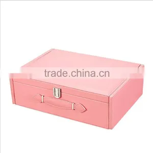 Chinese Factories Wholesale Custom High-grade Leather Dressing Case, Pink Makeup Box thumbnail-1