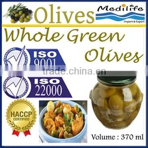 Hight Quality Tunisian Table Olives,Jar Whole Green Olives, Tables Olives Whole Green, Green Olives. 370 ml Glass Jar thumbnail-1